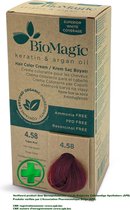 Natuurlijke Biologische haarverf, verrijkt met Keratine en Arganolie, zonder Ammoniak, PPD en Resorcinol- ROOD KASTANJE BRUIN 4/58 - Je haar kleuren en verzorgen in één met BioMagic permanente haarverf! - Organic - Dierproefvrij - 100% Grijsdekkend