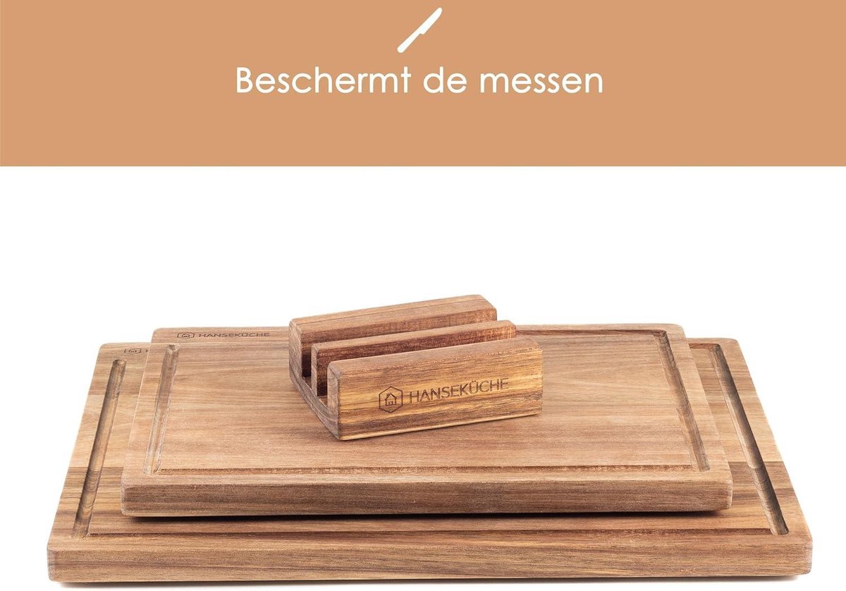 Premium snijplank van acaciahout met sapgoot