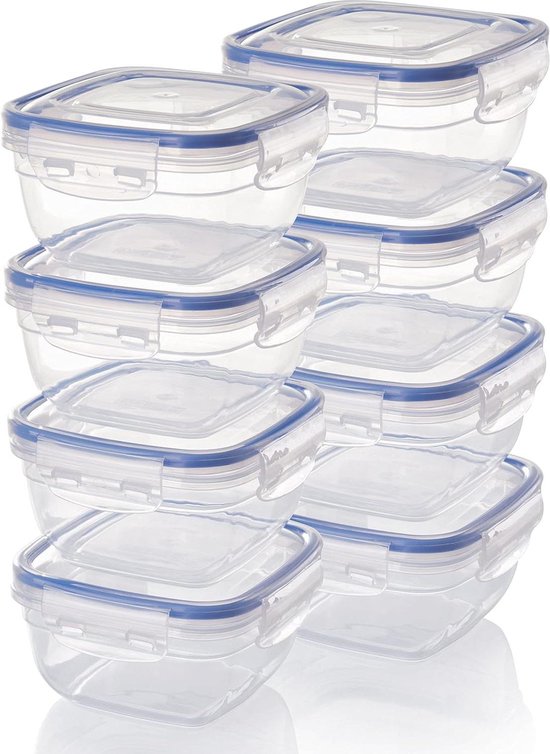 thumbnail: Grizzly Luchtdichte Voedselcontainers Set - 8x Meal Prep Bakjes, Magnetron- En Vriezerbestendig, Stapelbaar