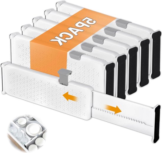 20 Stuks Verstelbare Ladeverdelers voor Kantoor, Keuken, Badkamer en Kast - Veilig Materiaal, Eenvoudige Installatie, Doe-Het-Zelf Snijden (32 x 7 cm