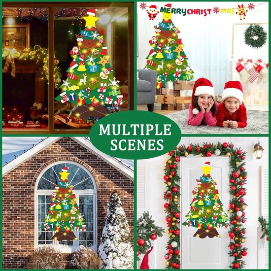 Kerstboom Vilten Kerstboomset - 42 Delige Doe-het-zelf Vilten Kerstboom 42 Delige Doe Het Zelf Vilten Kerstboom 102 Cm Kinderkerstboom Met Led Lichtjes Muurhangende Decoratie Voor Deur En Huis