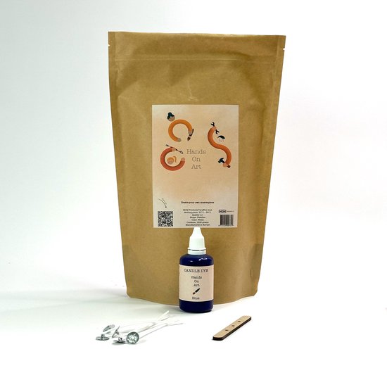MGM Trading® - Hands On Art - Forfait de Basis pour la fabrication de bougies - Hobby - 1,25 kg de cire de bougie - 1 colorant de bougie bleu 50 ml - Set