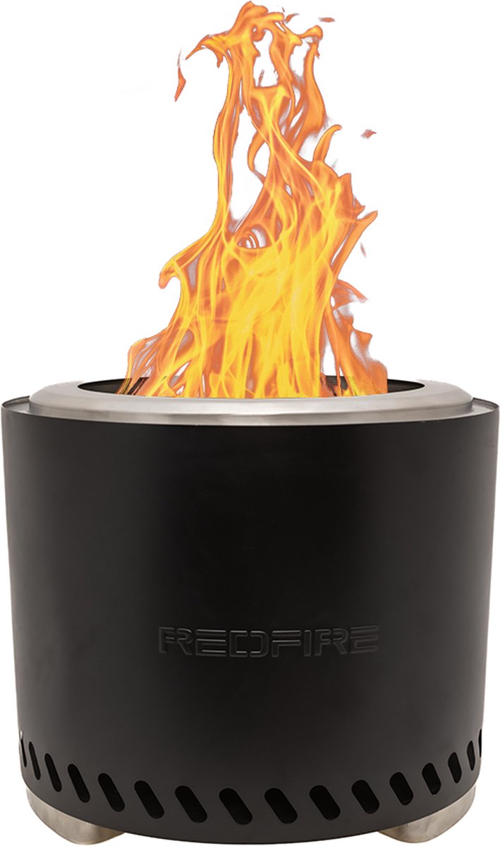 RedFire - Volcano - Large - Zwart - Vuurhaard - Incl. beschermhoes - Hout & pellet gestookt - Drievoudige verbranding