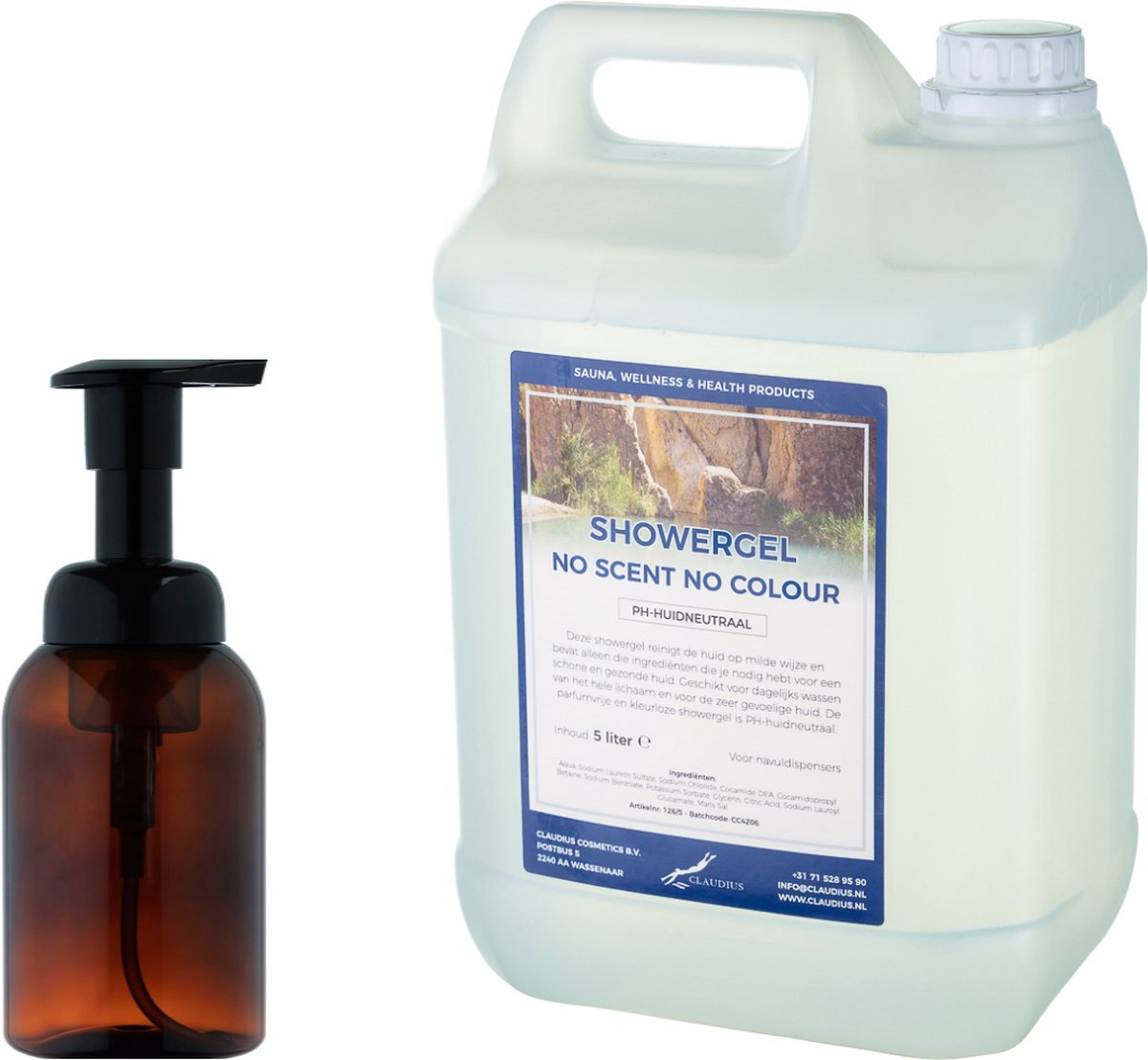 Goedkoopste Zeepdispenser 300 ml amber bruin hervulbaar 5 liter Showergel No Scent No Colour navulling