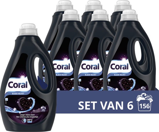 Coral Vloeibaar Wasmiddel - Black Velvet - Voordeelverpakking - 6 x 26 Wasbeurten