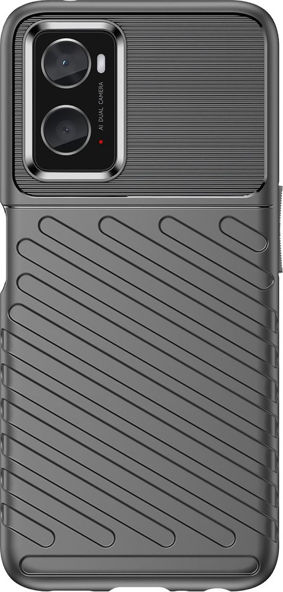 Cazy hoesje geschikt voor Oppo A76 - Siliconen Hoesje met Grip - Zwart