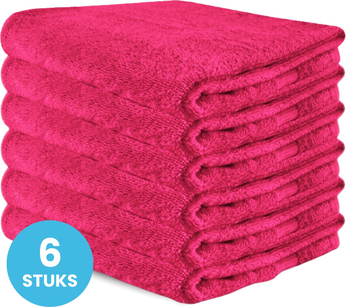Funnies Handdoeken 6 Stuks Fuchsia - Set van 6 Luxe Badhanddoeken - 70 x 140 cm - Hoogwaardig 100% Katoen - 500 gram/m² Dikke, Zachte en Sneldrogende Handdoek - Ideaal voor Badkamer, Sport, Sauna, Zwembad en Vakantie