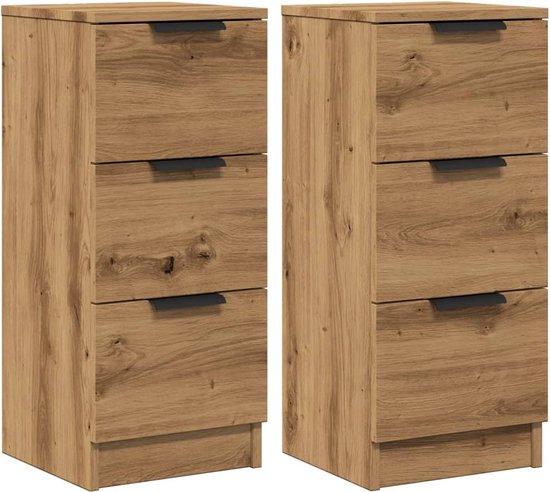 vidaXL Commodes 2 pièces 30 x 30 x 70 cm Bois traité Chêne artisanal Couleur - Buffet - Commodes - Armoire - Table de chevet
