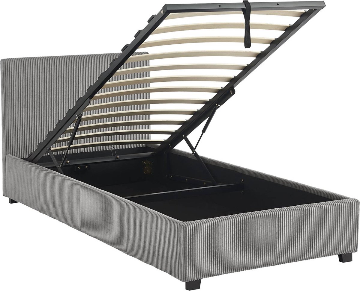 sweeek - Bed met lattenbodem en hoofdeinde, b 202 x d 97,5 x h 86cm, afwerking corduroy