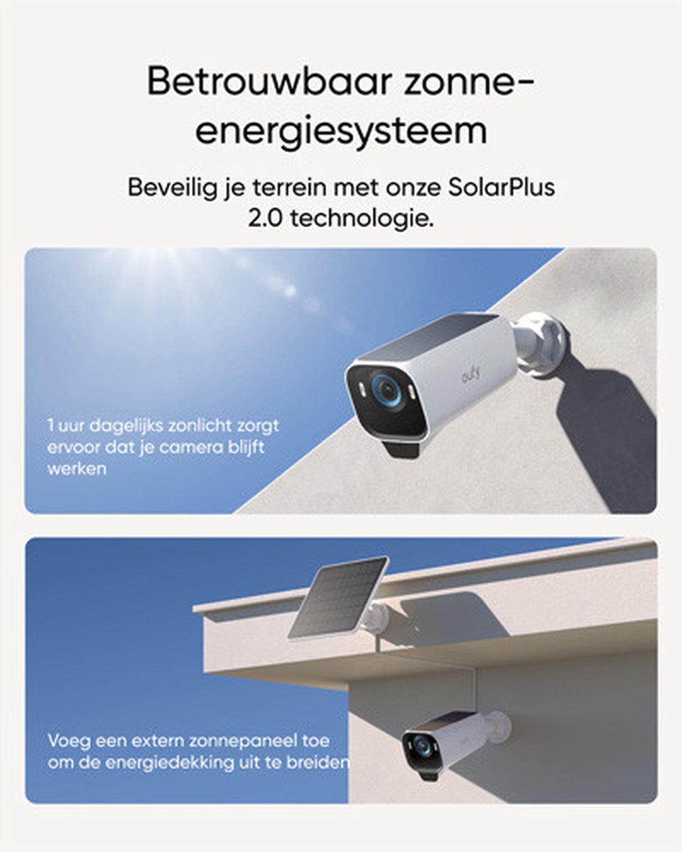 Afbeelding 3 van eufy Security S3 Pro Buitencamera, Add-on – Outdoorcam - 4K Ultra HD-resolutie, MaxColor Vision™ technologie, Zonne-energie met SolarPlus™ 2.0, Compatibel met Apple HomeKit, Alexa en Google Assistant