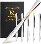 Bol.com HI NATURE™ Steakmessen 6 Stuks RVS | Vleesmessen Messenset Keukenmessen | Vaatwasserbestendig - 22cm - Zilver aanbieding