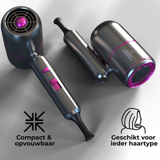 Innova® - Föhn met diffuser 2000W - Ionische Haardroger - Inklapbaar - Inclusief 3 opzetstukken - Coolshot Technologie - 3 standen - Met Ophangbeugel