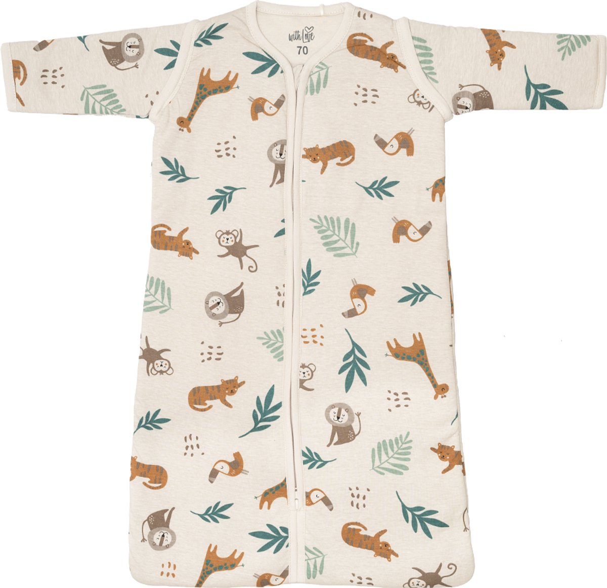 With Love Animals Jersey Winter Slaapzak - Met Afritsbare Mouw - Zand - 90 cm