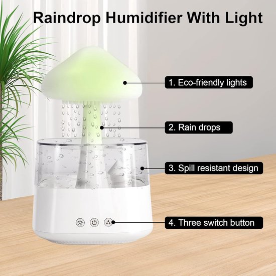 Rain Cloud Luchtbevochtiger | Sfeervolle Regen Wolk Bevochtiger Voor De Slaapkamer Cartoon Waterdruppel Diffuser Voor Ontspanning En Thuisdecoratie