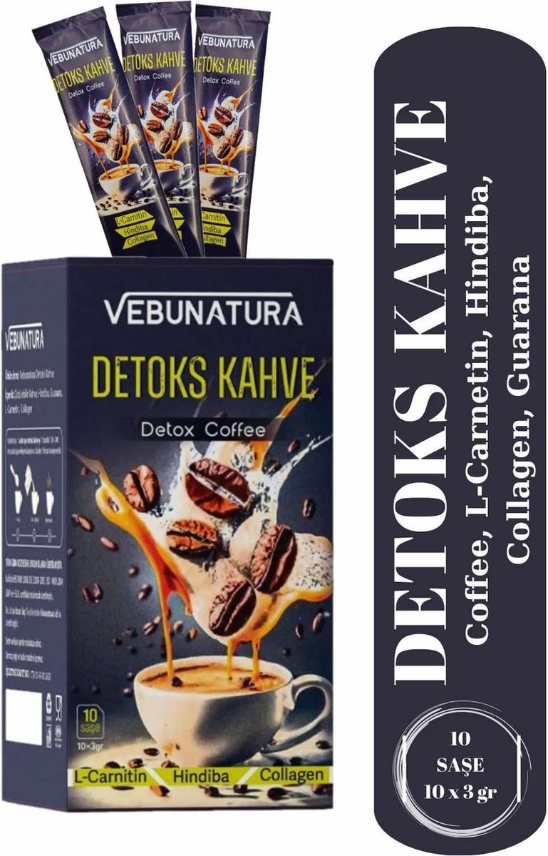 Goedkoopste VEBUNATURA Detox Koffie Detox Effect Dieetkoffie met Hindiba (cichorei) L-carnitine & Collageen 10 stuks forx5