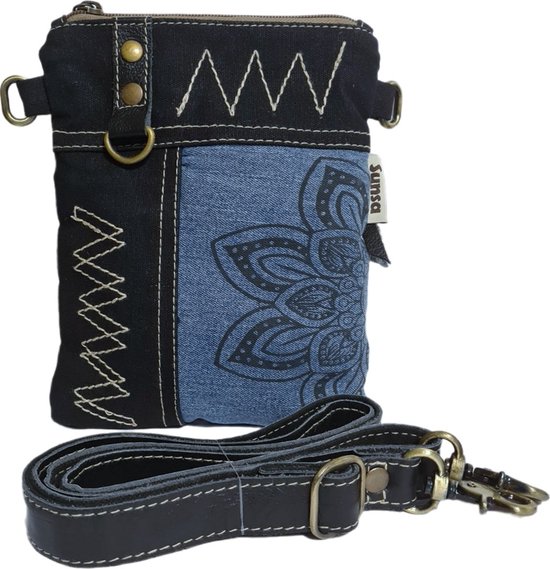 Crossbody tas dames blauw leer – stijlvolle leren tas, ideaal voor fes