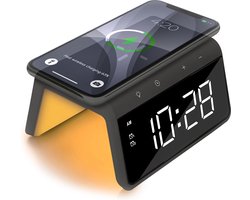 Caliber Wekker - Draadloze Oplader - Wake-up Light - Digitale wekker - Wekkers digitaal - Digitale klok - Antraciet Grijs (HCG019QI-SG)
