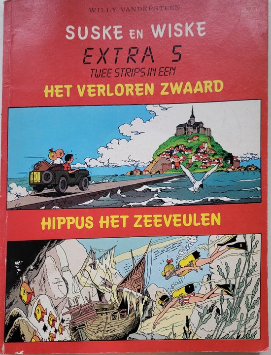 Omslag van Suske en Wiske Extra no 5: twee strips in een: Het Verloren zwaard en Hippus het zeeveulen (speciale uitgave HEMA BV uit 1987) door Willy Vandersteen