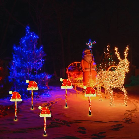 Paquet de 5 Éclairage de Noël à énergie solaire pour Jardin et allée – Lumières de Spellen de Noël décoratives – Silent B