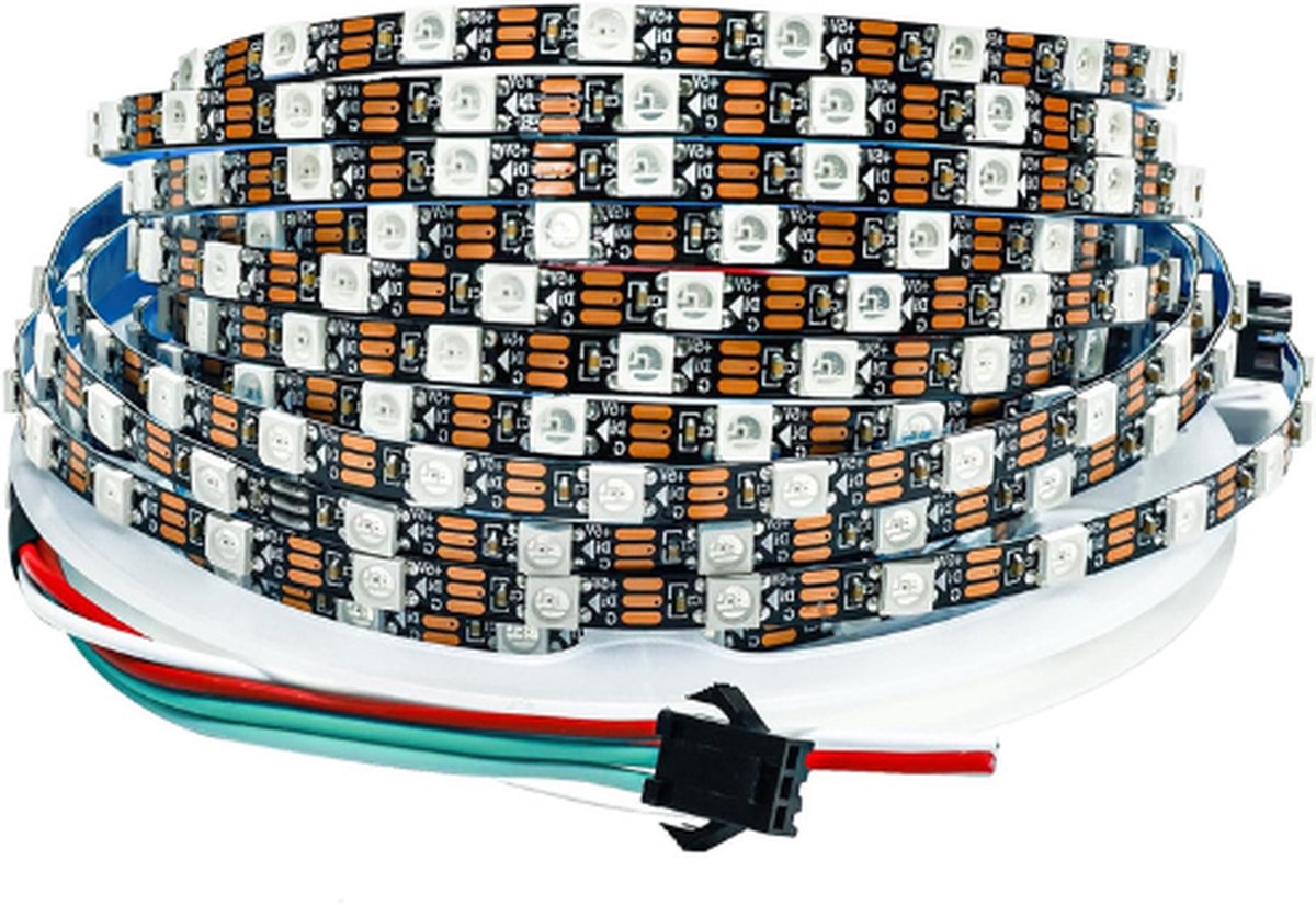 LED Strip Light 5V - 5mm Ultra Smal RGB LED Pixel Strip 5m 5050 300 LEDs IP30 Flexibel Zwarte PCB Full Colour Aanpasbare Smart LED Lichtstrip Voor Reclame Decoratie DIY Projecten