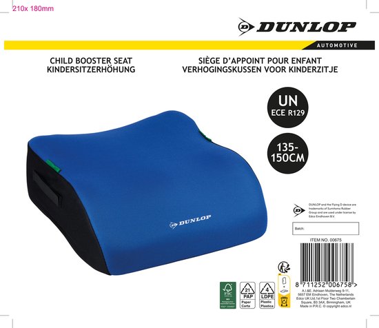 Dunlop Stoelverhoger/autozitje voor kinderen - blauw - 15 x 31 x 39 cm - kunststof van Dunlop — afbeelding 5