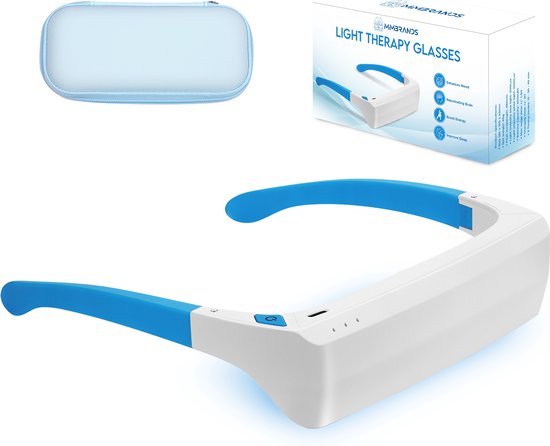 MM Brands Daglichtlamp - Lichttherapiebril - Winterdepressie LED Lichttherapie - Veilig voor Ogen - Wit en Blauw