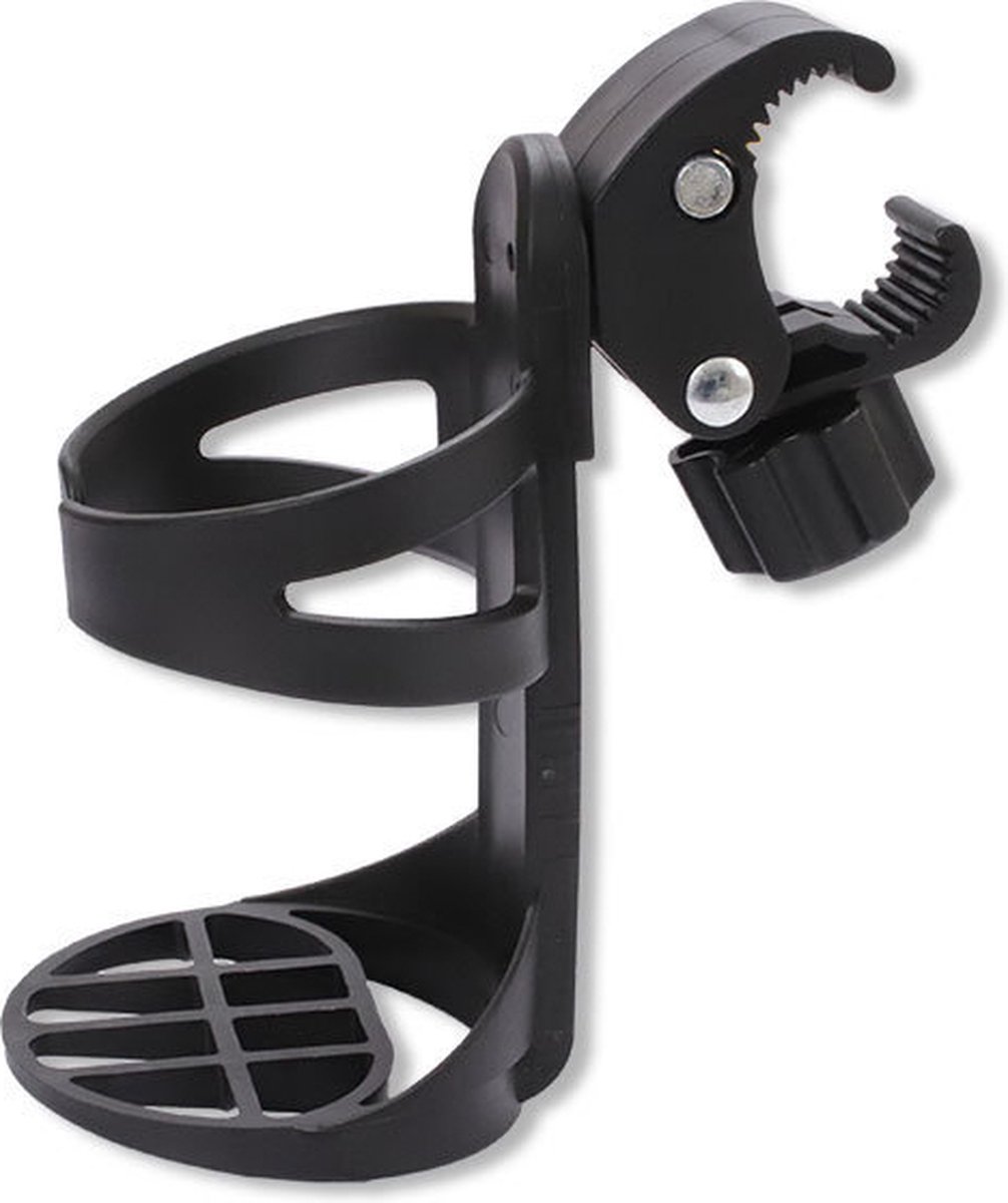 Bekerhouder fiets - Bekerhouder - PP - zwart - Cupholder Kinderwagen - 360 graden rotatie - verstelbare klem - Universele - groot kaliber - voor mountainbikes, fietsen, kinderwagens en rolstoelen
