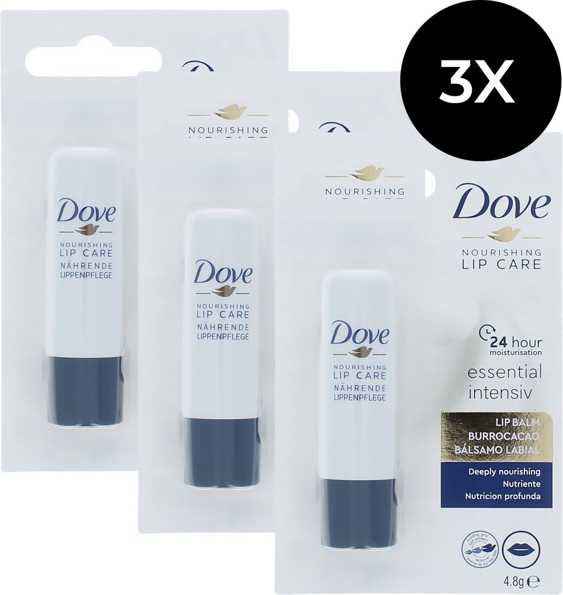 Goedkoopste Dove Nourishing Lip Care Lippenbalsem - Deeply Nourishing (set van 3