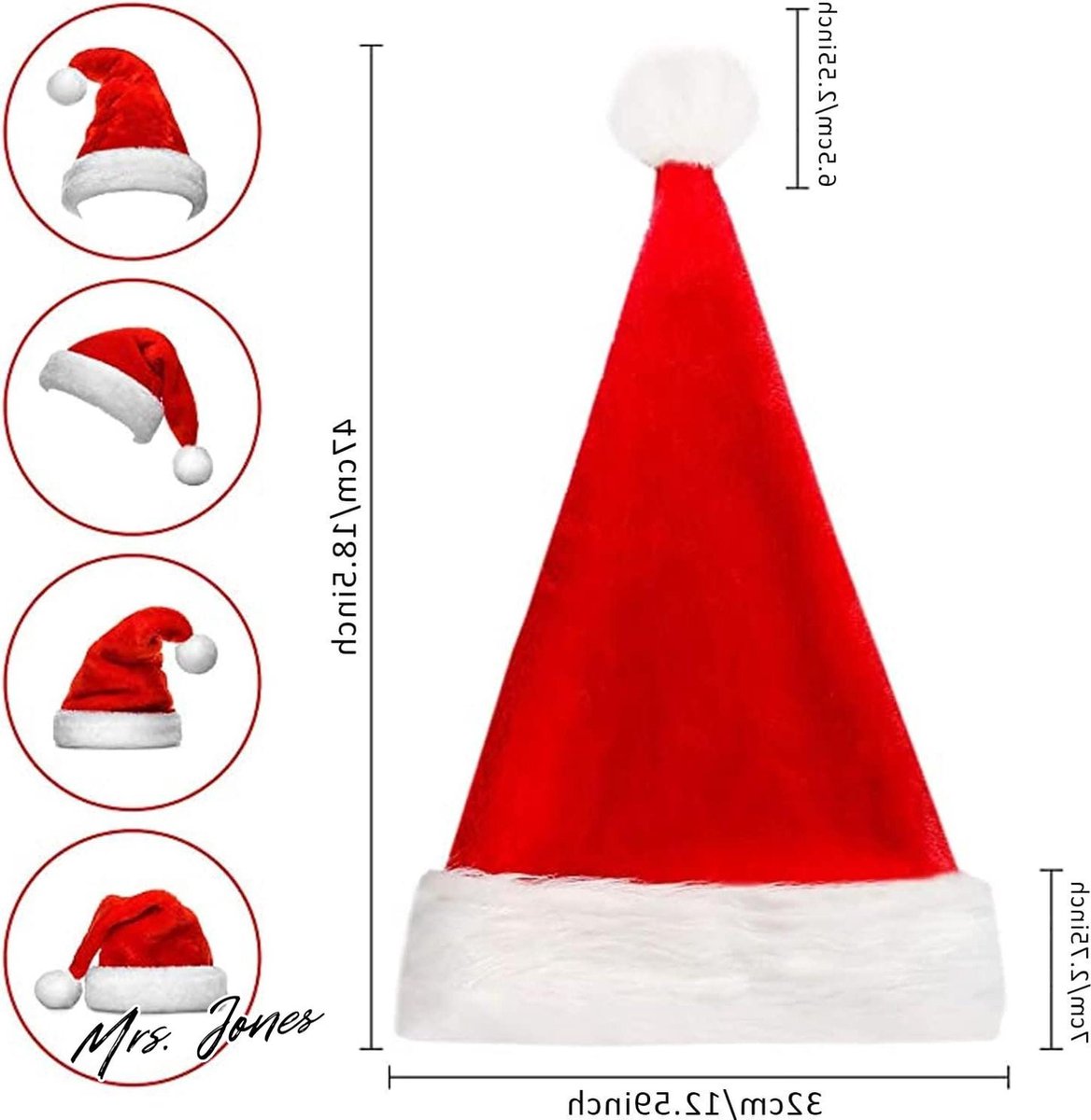 Mrs. Jones JOKILY Kerstmuts pluche rood voor volwassenen kinderen kerstaccessoires kerstfeest kerstconcert .