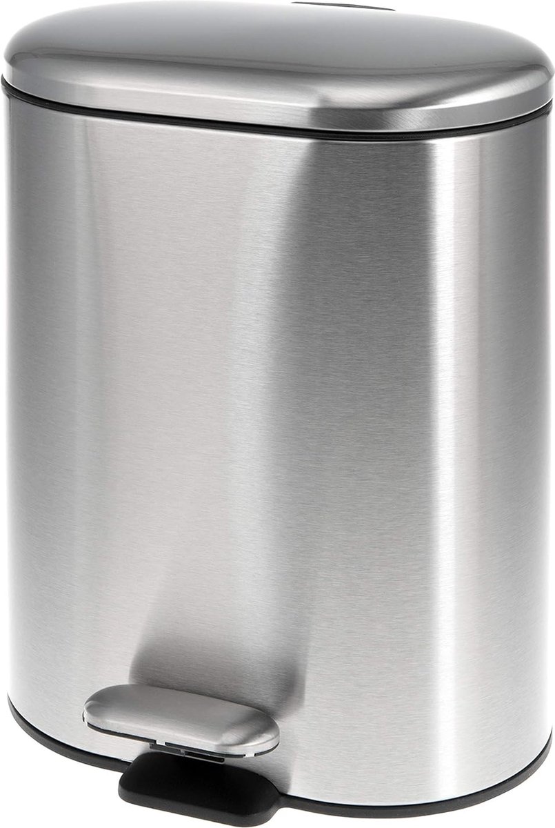 Goedkoopste BARBENA Pedaalemmer, 6 liter, roestvrij staal, anti-vingerafdruk, softclose