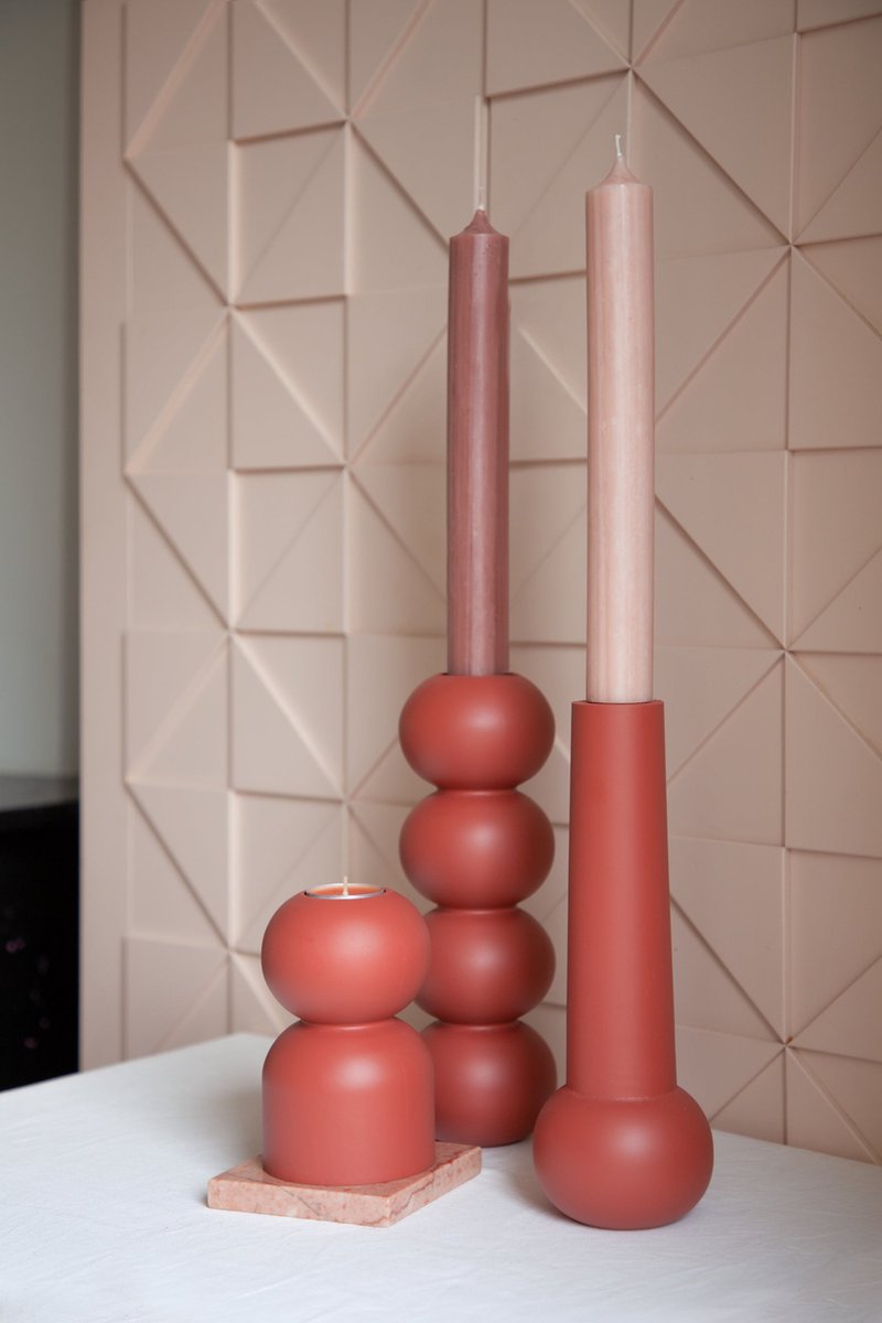 Candleholder cone low - Terra