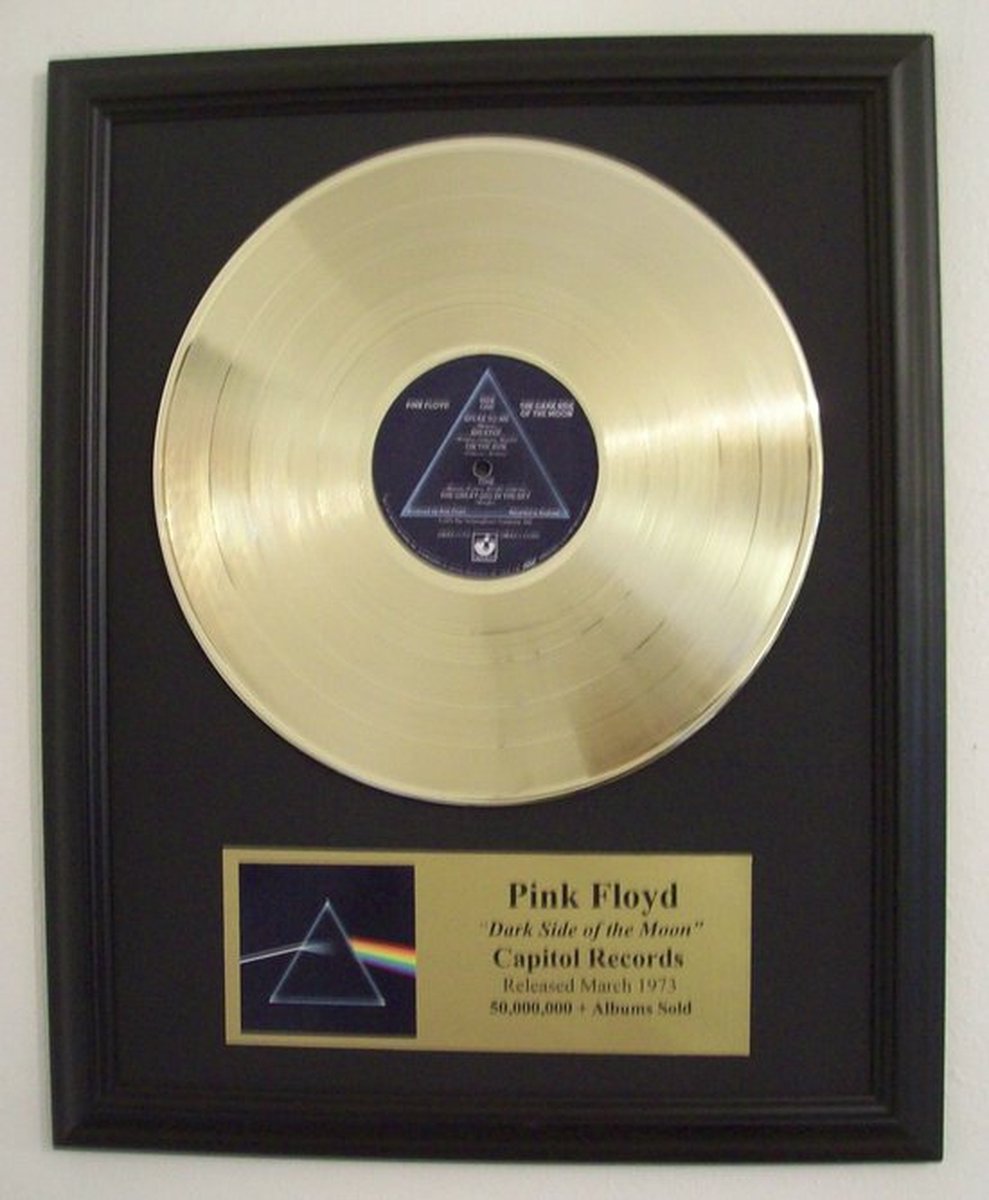 Gouden plaat LP Pink Floyd Dark Side of the moon