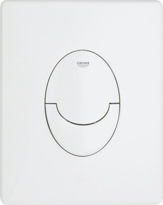 Wit GROHE bedieningspaneel met een ovale drukknop.