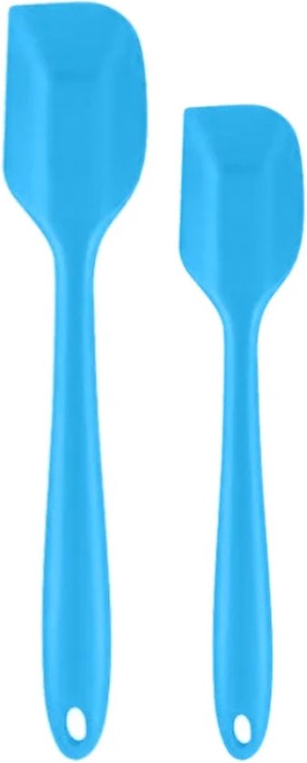 Spatel - Sillicone - 2 Stuks - Blauw - Groot en Klein - 28 en 22cm - Kunststof - Siliconen