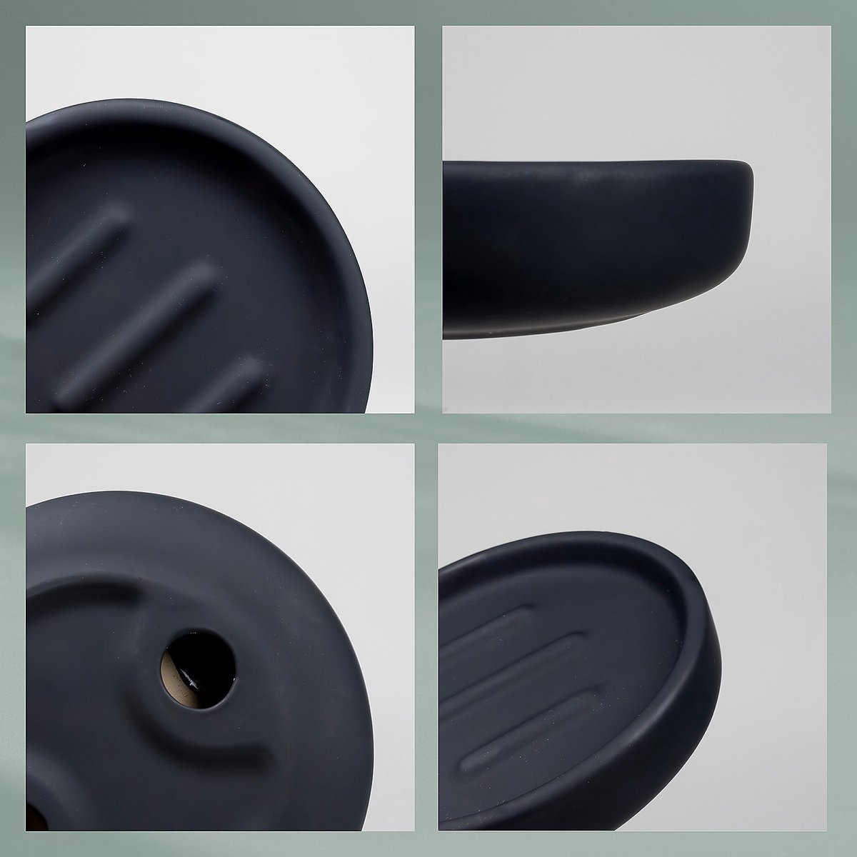 Zeephouder, Zeepbakje, 11.5 cm, Keramiek met Rubbercoating, Zwart - Kela | Sana