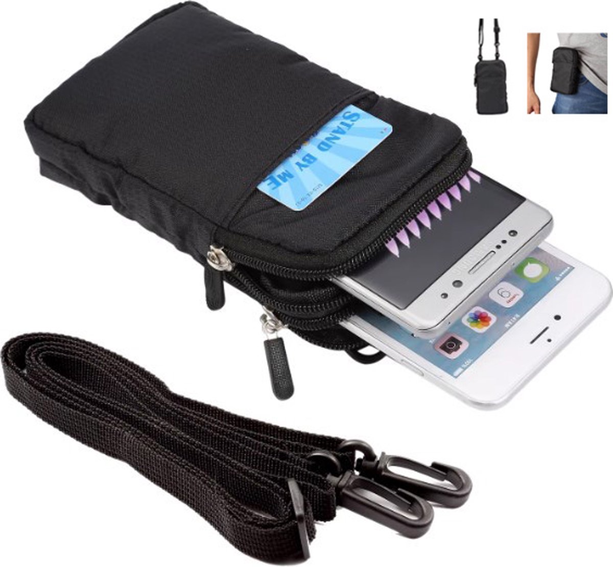 Actie4you® - Telefoon tasje - Heuptas – Wandeltasje – Sporttasje - Mobiele Telefoon Smartphone tas - Multifunctioneel Telefoontasje – Compact en Veelzijdig voor Onderweg - Zwart