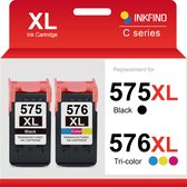 INKFIND 575XL 576XL Inktcartridge compatibel met Canon575 Canon 575 Canon576 Canon 576 Canon PG-575 PG-575XL CL-576 CL-576XL Hoge Capaciteit / 2-pack (Zwart x 1 en Kleur x 1)