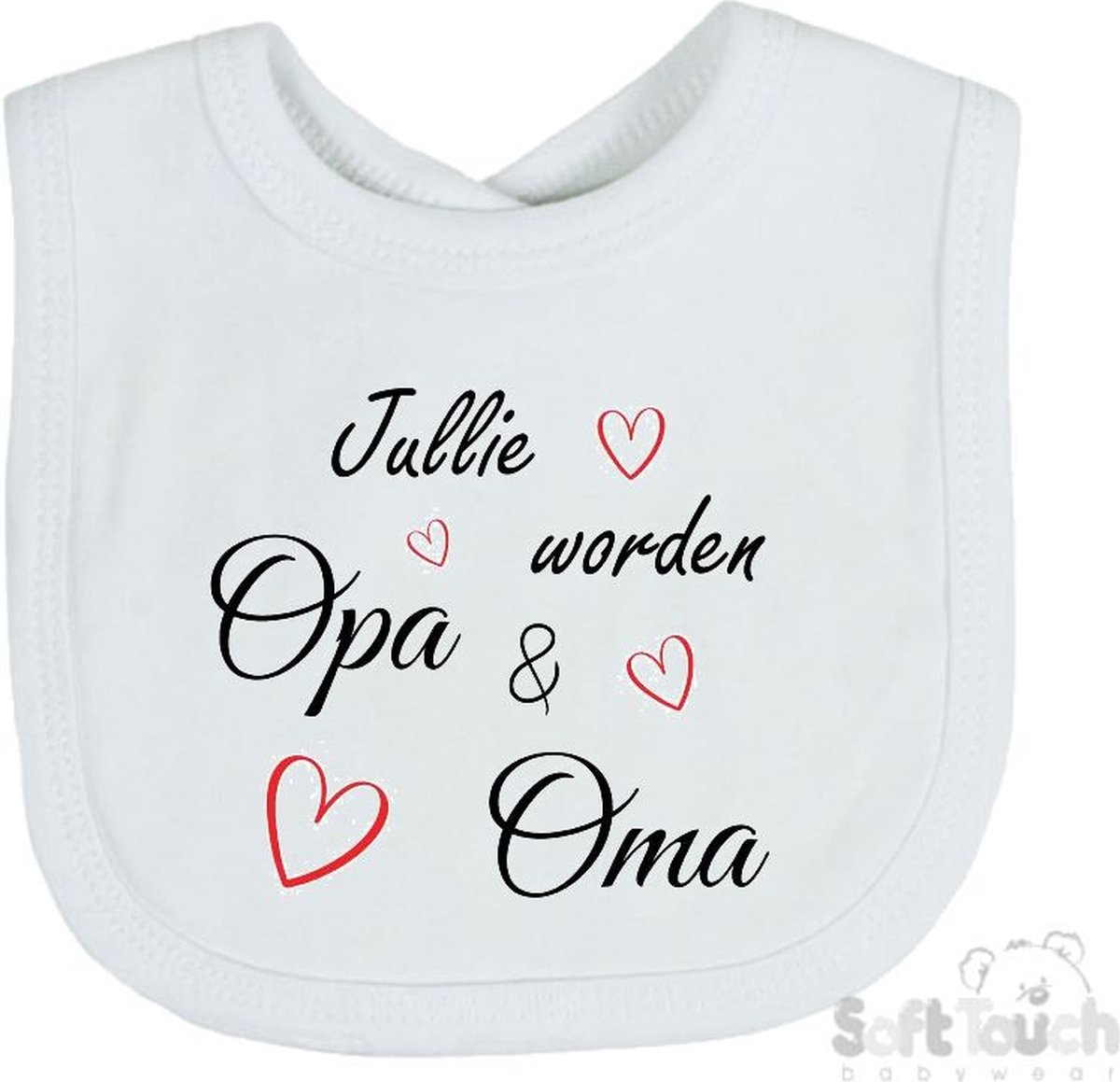 Goedkoopste Soft Touch Slabber Slabbetje Slab Jullie worden Opa & Oma Unisex Katoen Wit/zwart/rood Maat 33x22 Cm