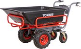 Bol.com Elektrische platformwagen 4 wielen met uitschuifbaar afneembaar frame incl. PP bak 300l 300kg - batterij 40V / 6Ah Torro... aanbieding