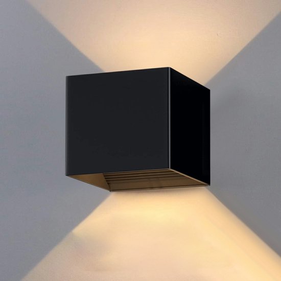 Luminize buitenlamp met schemersensor - wandlamp met dag en nacht sensor - 12x12x12cm - 2700k - 20w - zwart - LED