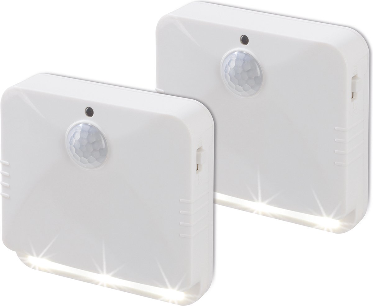 EASYmaxx LED sensorlamp - hoekig - Met bewegingsmelder - set van 2 - wit
