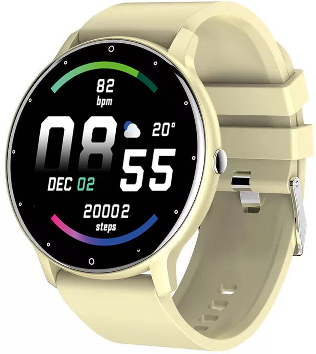 Royal Supplies SQ-33 Smartwatch - Smartwatch Heren - Smartwatch Dames- Smartwatch Kinderen - HD Touchscreen - Horloge - Stappenteller - Bloeddrukmeter - Saturatiemeter - IOS & Android -Screenprotector- Geel/Groen