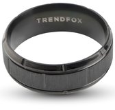 Heren Ring Zwart met Geometrisch Patroon - Staal - Schoencadeautjes Sinterklaas Jongen - Cadeaus Mannen