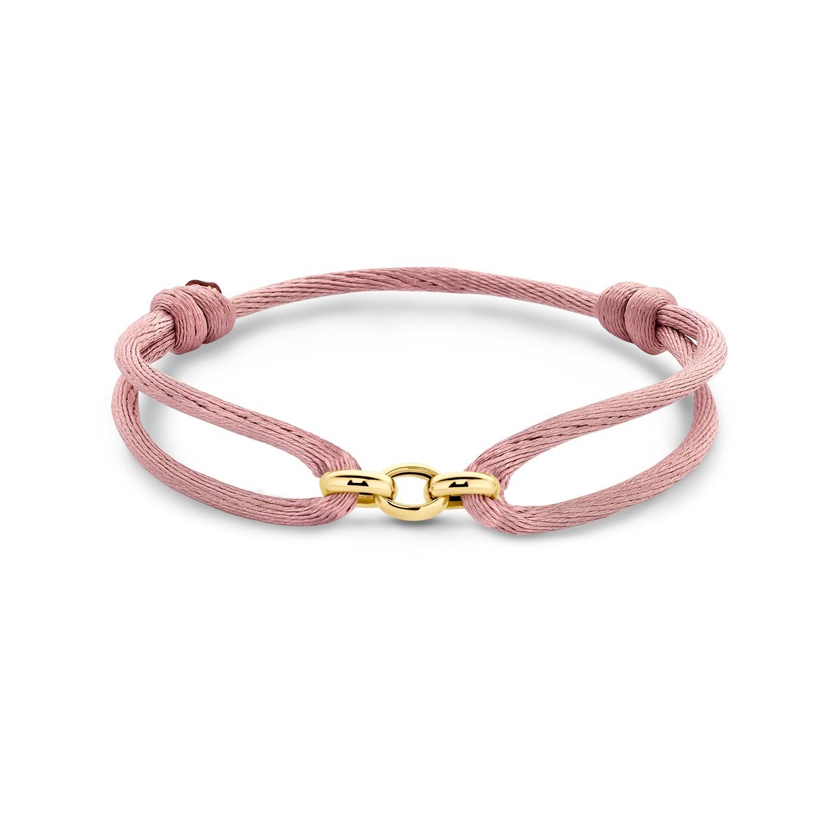 14K Goud Met Rubber/Nylon/Leer Armband Satijn Zacht Roze 13 - 26 Cm 4700314