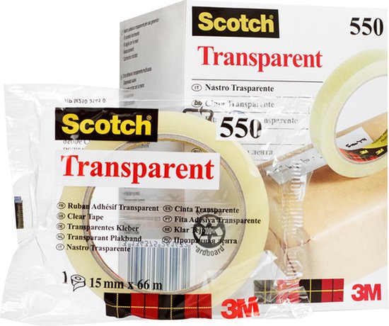 Plakband Scotch 550 15mmx66m transparant | 10 stuks