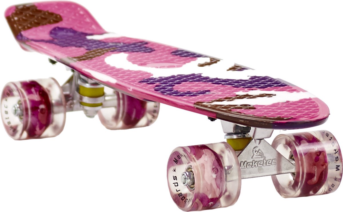 Sajan - Skateboard - LED - Penny board - Camouflage Paars - 22.5 inch - 56cm - Skateboard met Verlichting — afbeelding 7