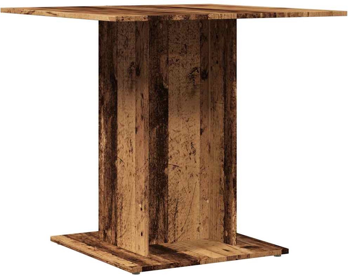 vidaXL Eettafel - 80x80x75 - cm - bewerkt - hout - oud - houtkleurig Oud hout