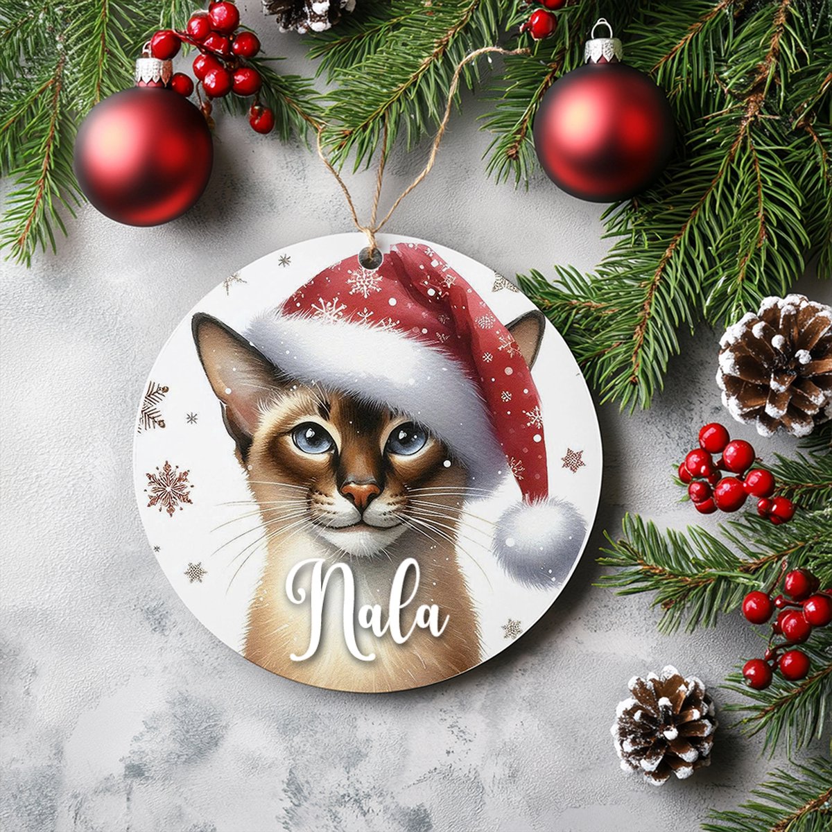 Kerstboom hanger Javaanse kat met naam