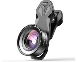 DrPhone APEX3 Pro – 2-in-1 Smartphone Lens Set – 120° Groothoek & 10x Macro Lens – Universele Clip voor Telefoon & Tablet – Zwart