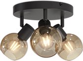 HOFTRONIC - Plafonnier LED Glazura rond - Boules de Verres - Glas Ambré - 3 spots (excl.) - Raccord E14 - Ambre - IP20 - Plafonnier Verre Fumé - Inclinable et rotatif séparément - Garantie 2 ans